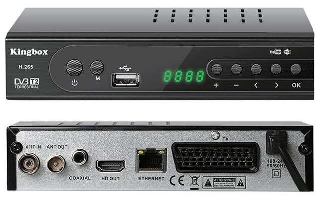 Il decoder DVB-T2 di Kingbox per il nuovo digitale terrestre, con adattatore WiFi incluso