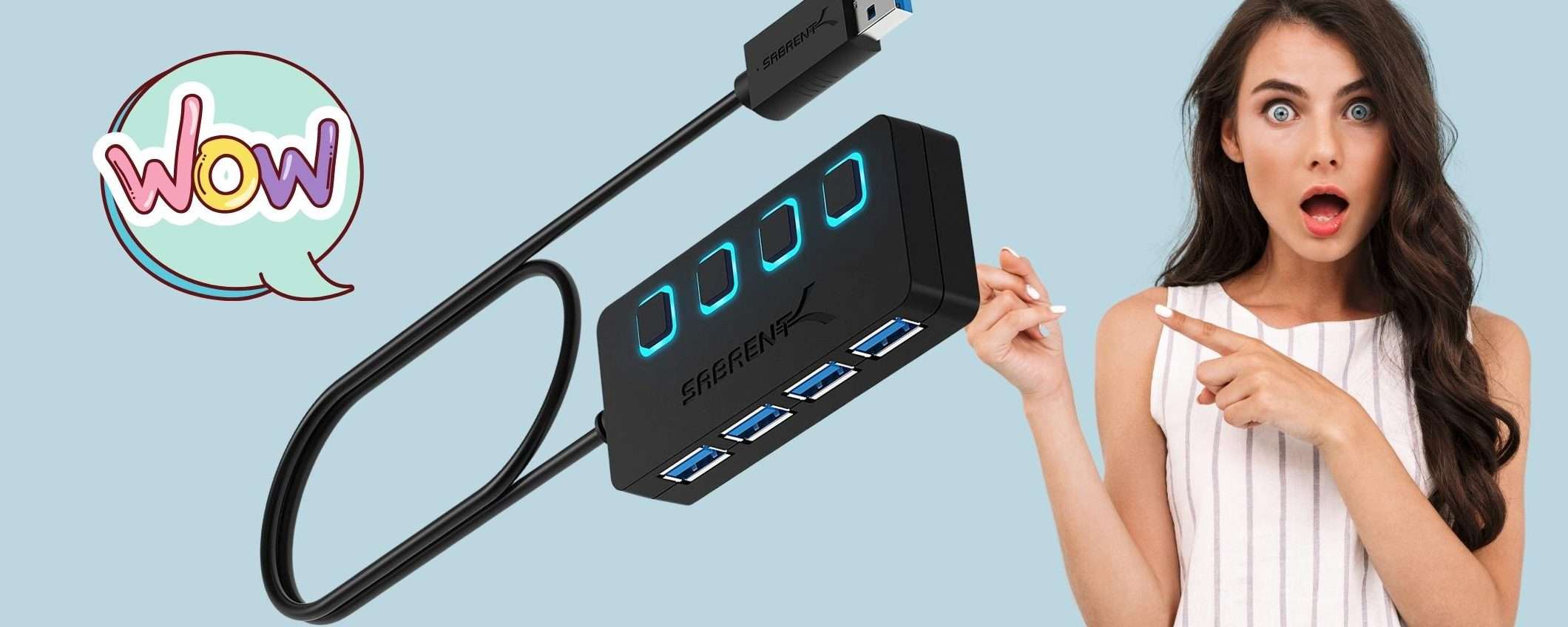 HUB USB pazzesco: in una sola mossa hai TUTTO (11€)