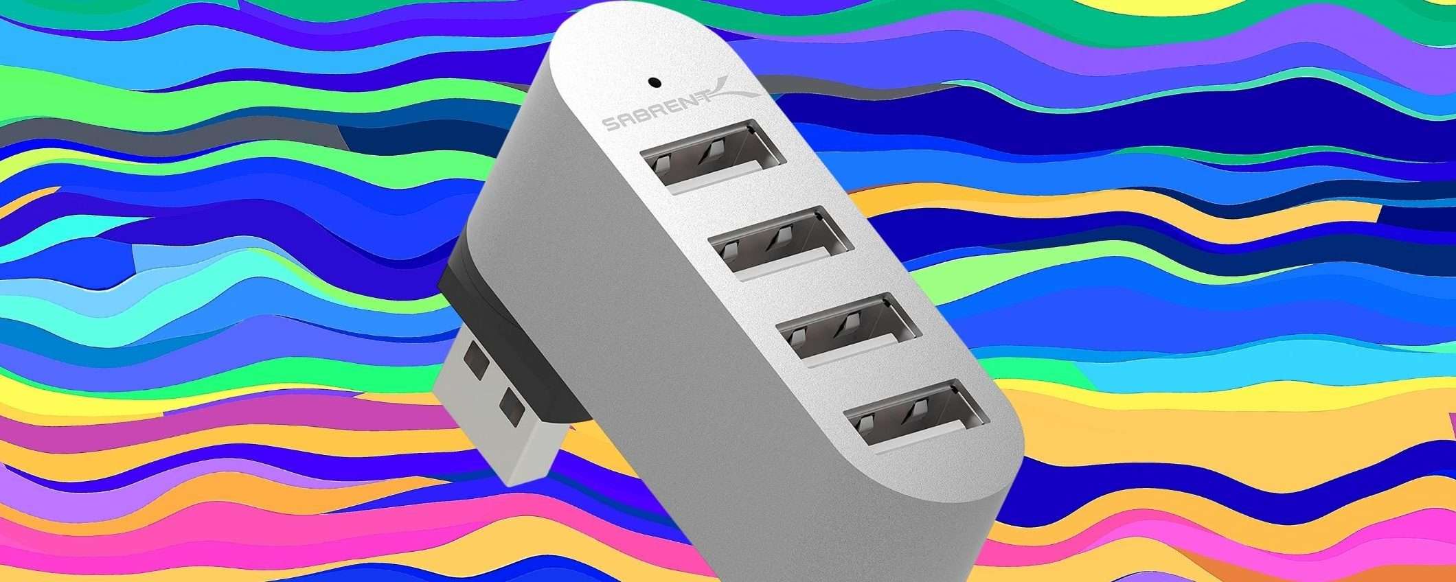 Mini HUB USB che occupa ZERO SPAZIO: salvavita a 10€