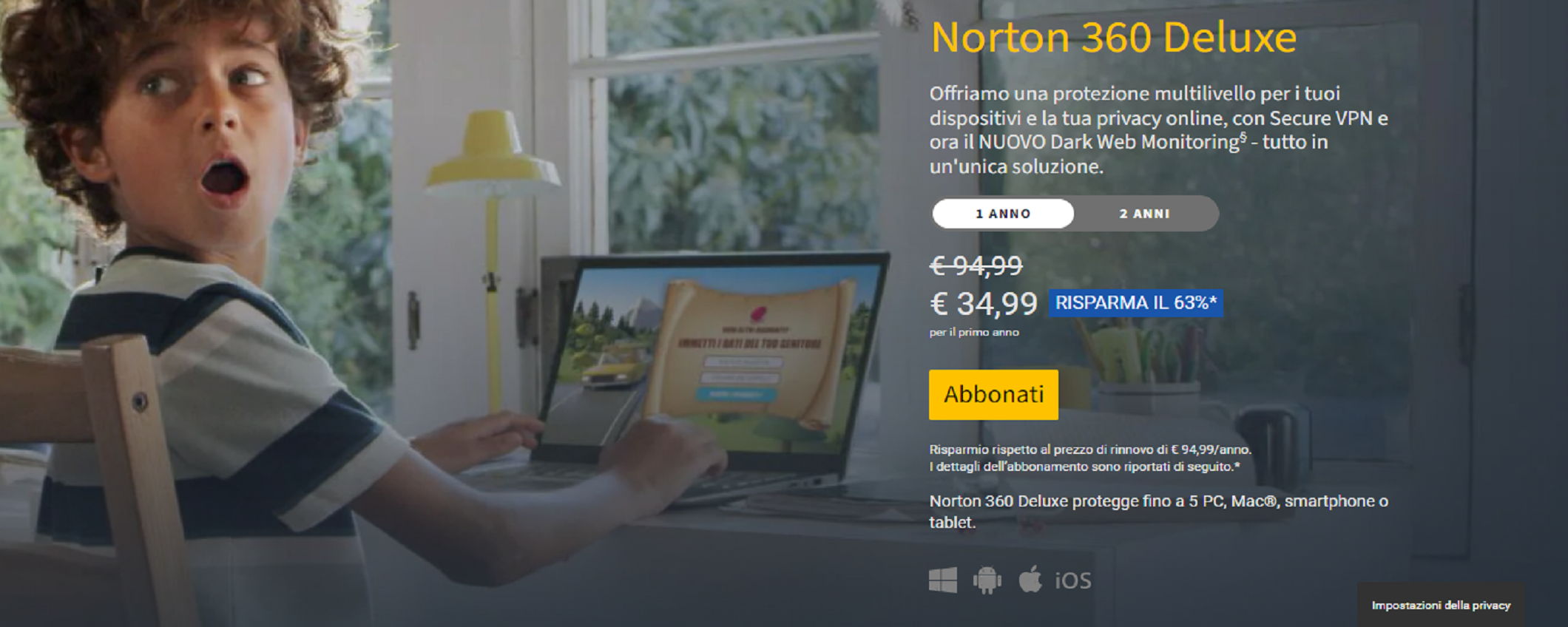 Norton 360 Deluxe: sconto del 63%! Come aderire