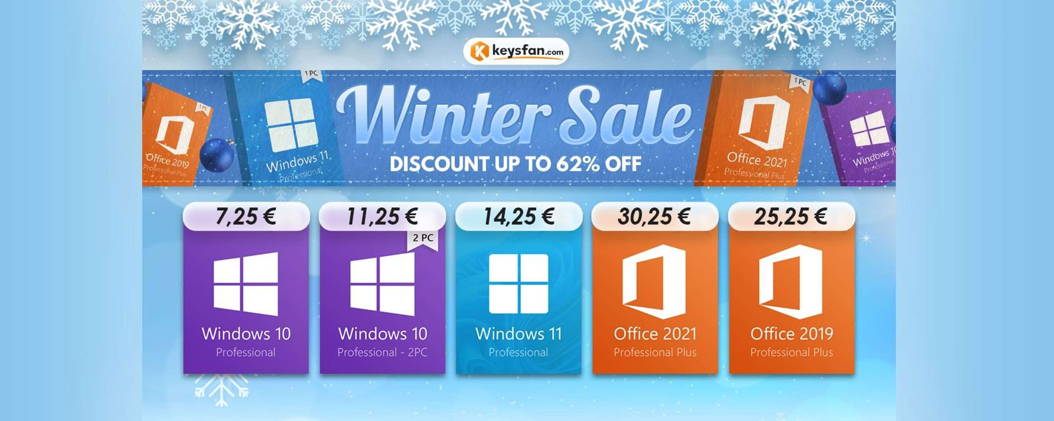 Saldi invernali, su Keysfan la licenza Windows parte da 7,25 euro