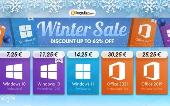 Saldi invernali, su Keysfan la licenza Windows parte da 7,25 euro