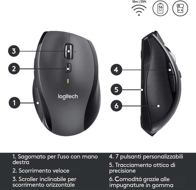 Mouse Wireless Logitech M705 Marathon - 1