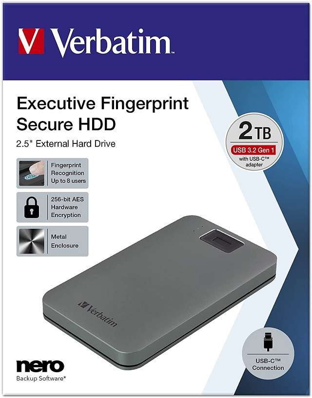 Hard Disk Esterno Verbatim Executive Fingerprint Secure 2TB - 1