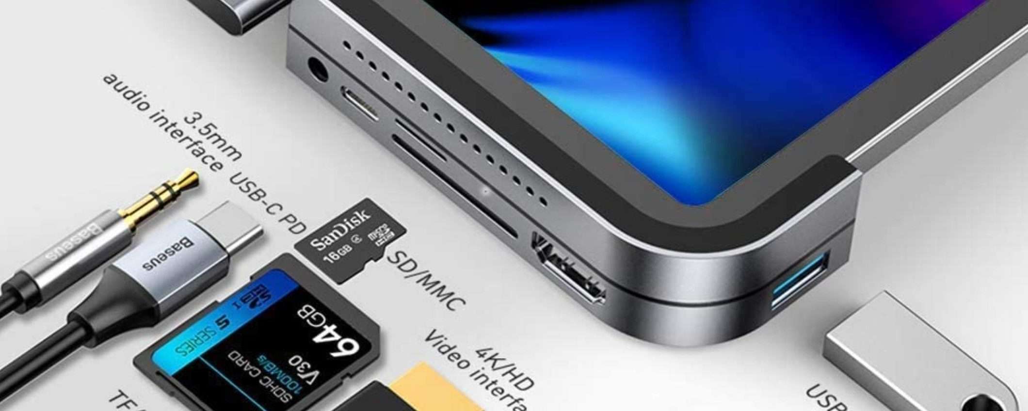 Hub USB C che scompare: 6 in 1 sui prodotti Apple indispensabile