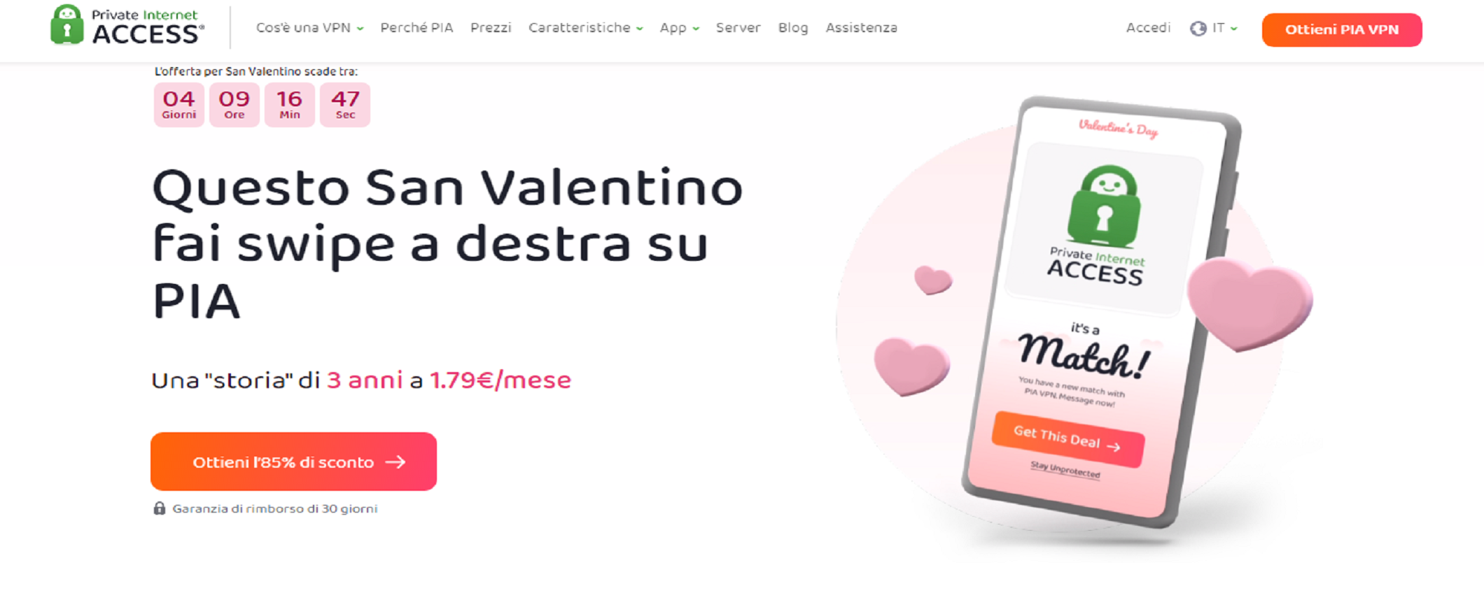 San Valentino: regala Private Internet Access 3+3