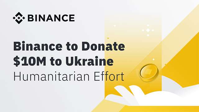 Binance annuncia una donazione da 10 milioni di dollari per l'Ucraina