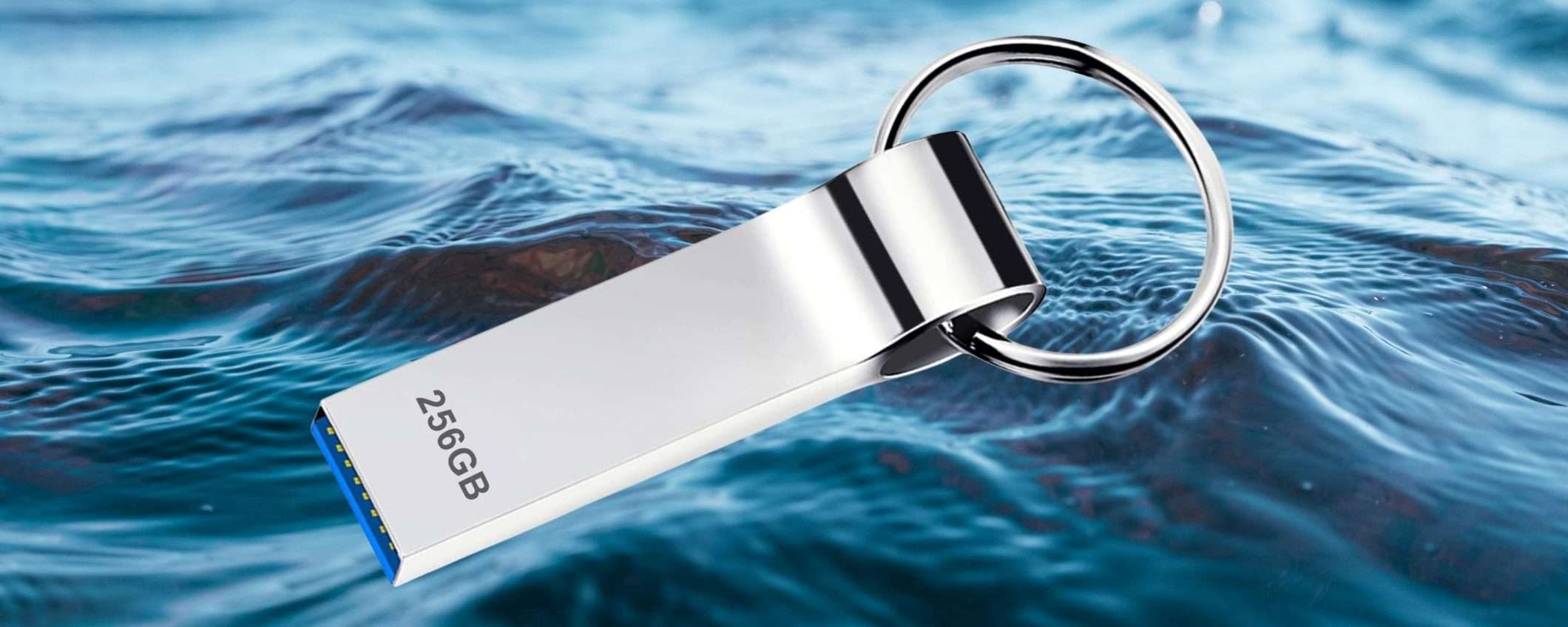 Chiavetta USB 256 GB totalmente IMPERMEABILE, prezzo regalo