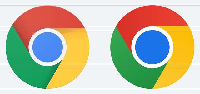 Il vecchio logo di Chrome e quello nuovo messi a confronto