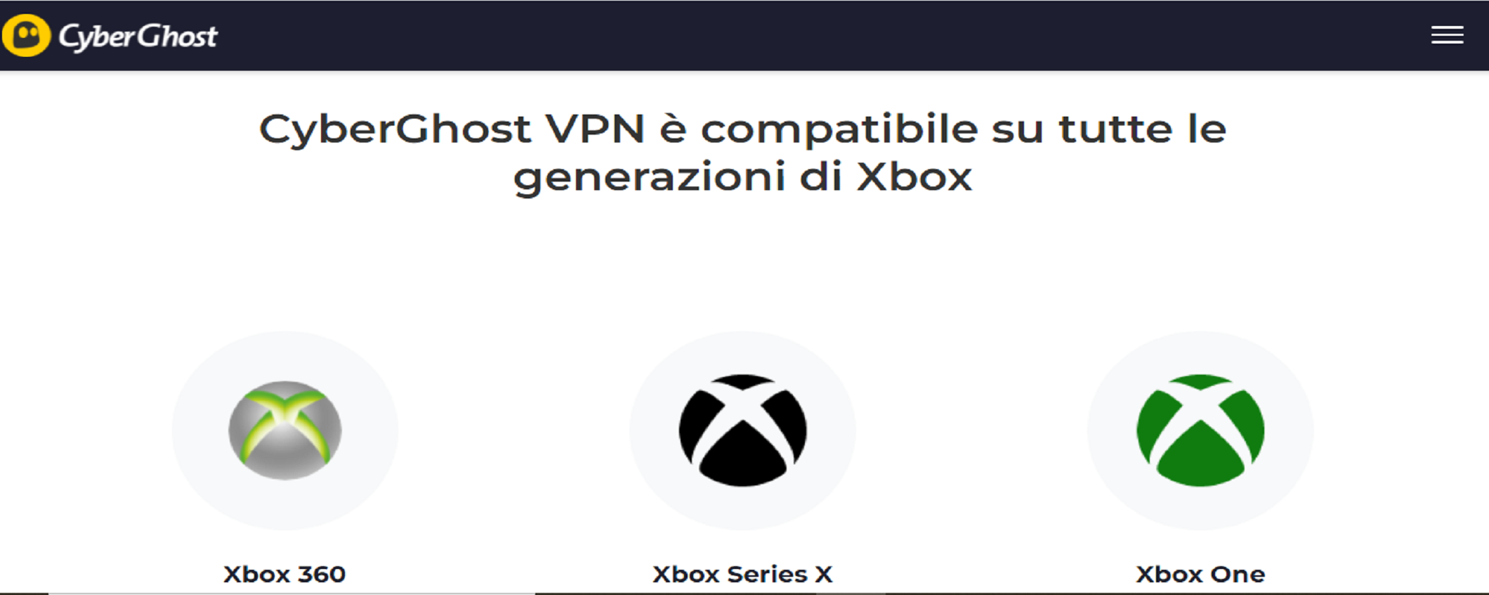 CyberGhost VPN: 3 mesi di Xbox Series X, One e 360