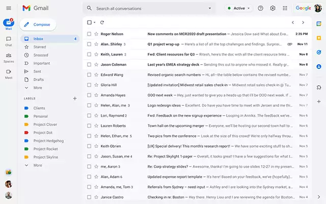 La nuova interfaccia di Gmail (febbraio 2022)