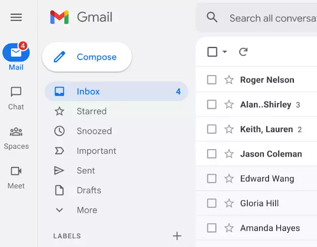 La nuova interfaccia di Gmail (febbraio 2022)