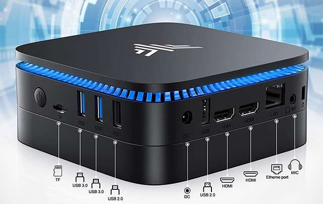 Il Mini PC di NiPoGi con processore Intel: le porte di connessione