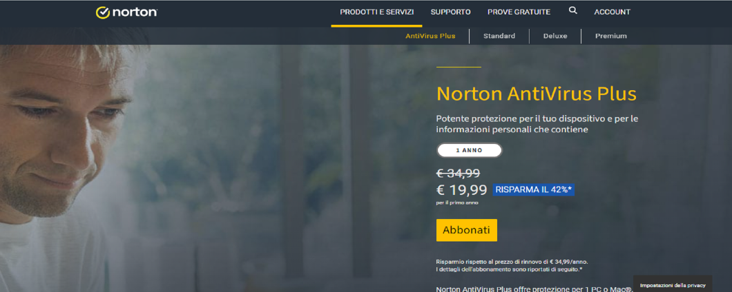 Norton AntiVirus Plus scontato del 42% su Pc o Mac