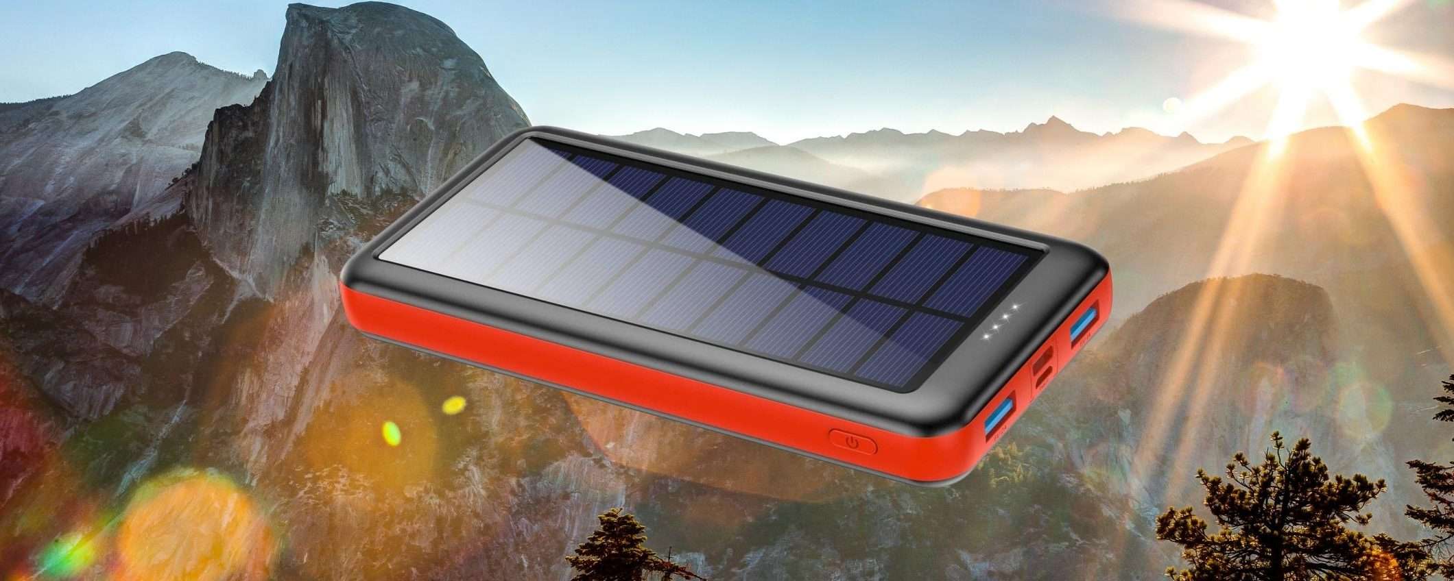 Questo Powerbank da 26800mAh che si carica con il sole COSTA POCO