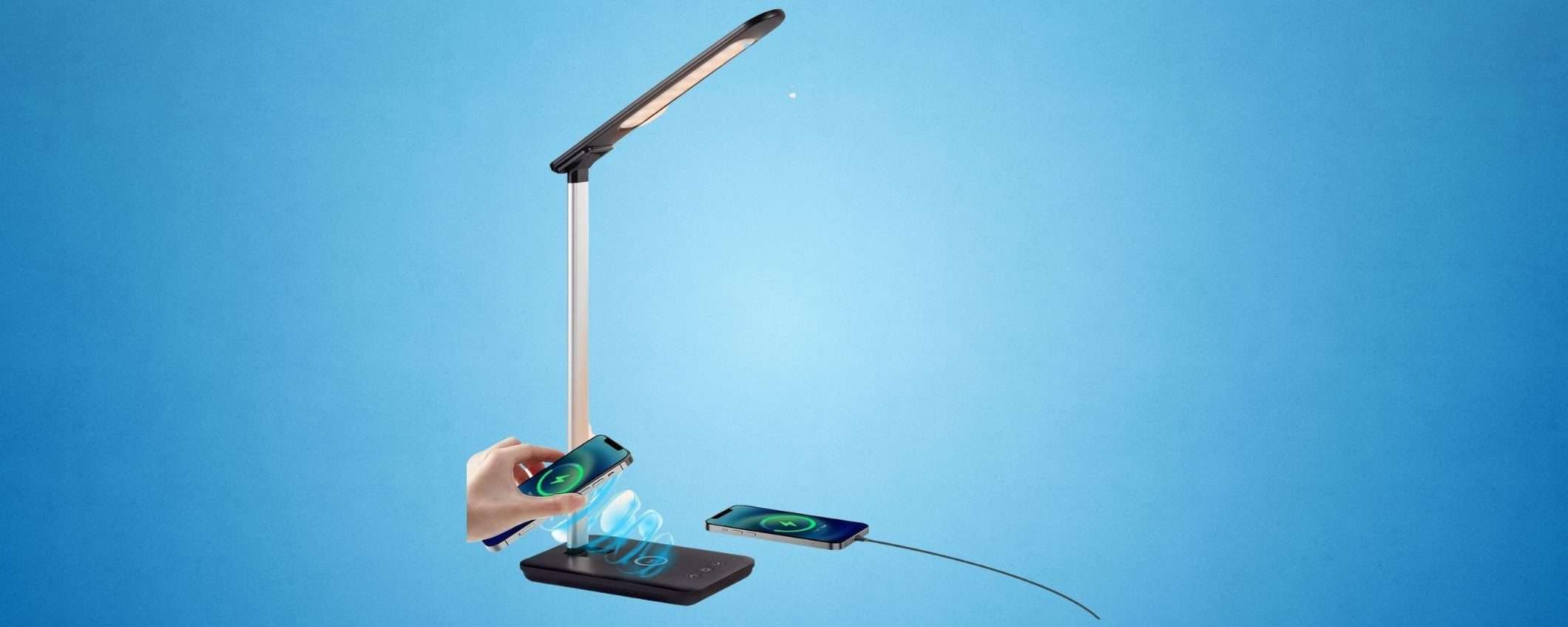 Lampada da tavolo LED con ricarica wireless: praticamente REGALATA