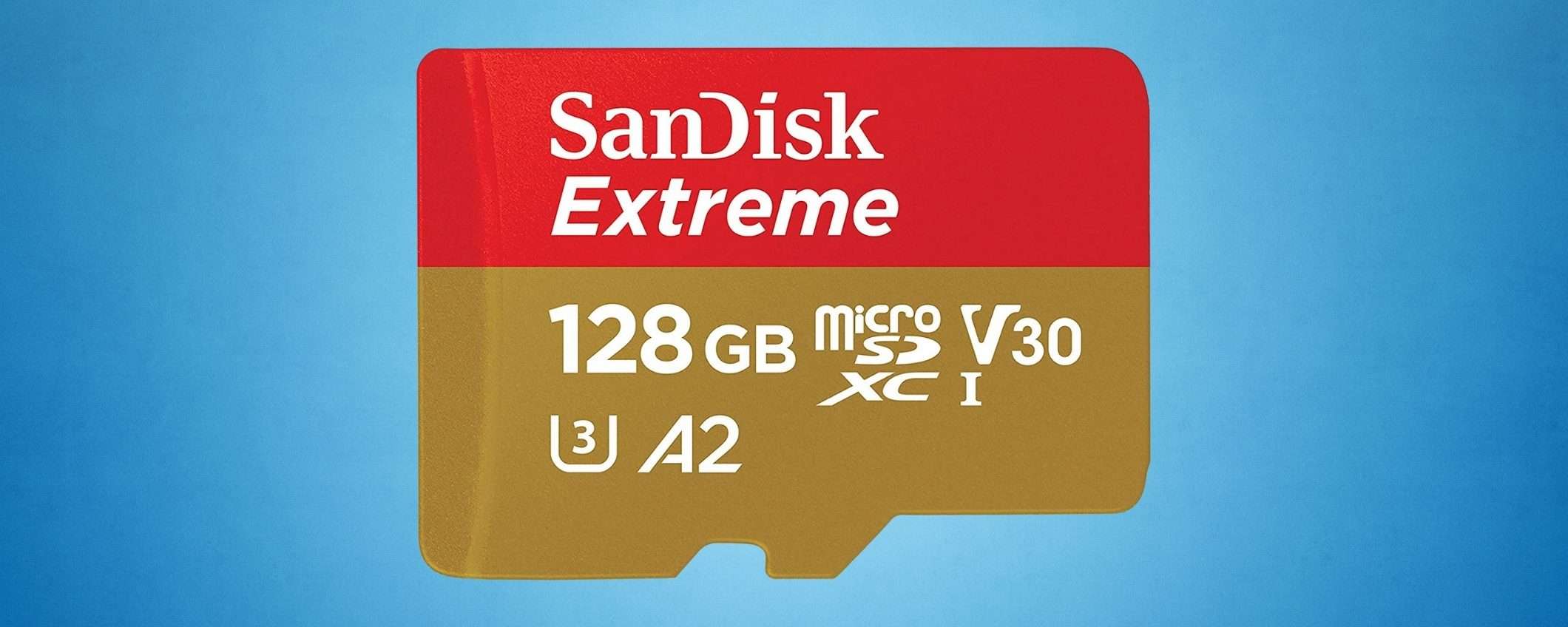 MicroSD 128GB, ideale per smartphone e tablet, in offerta a soli 22€