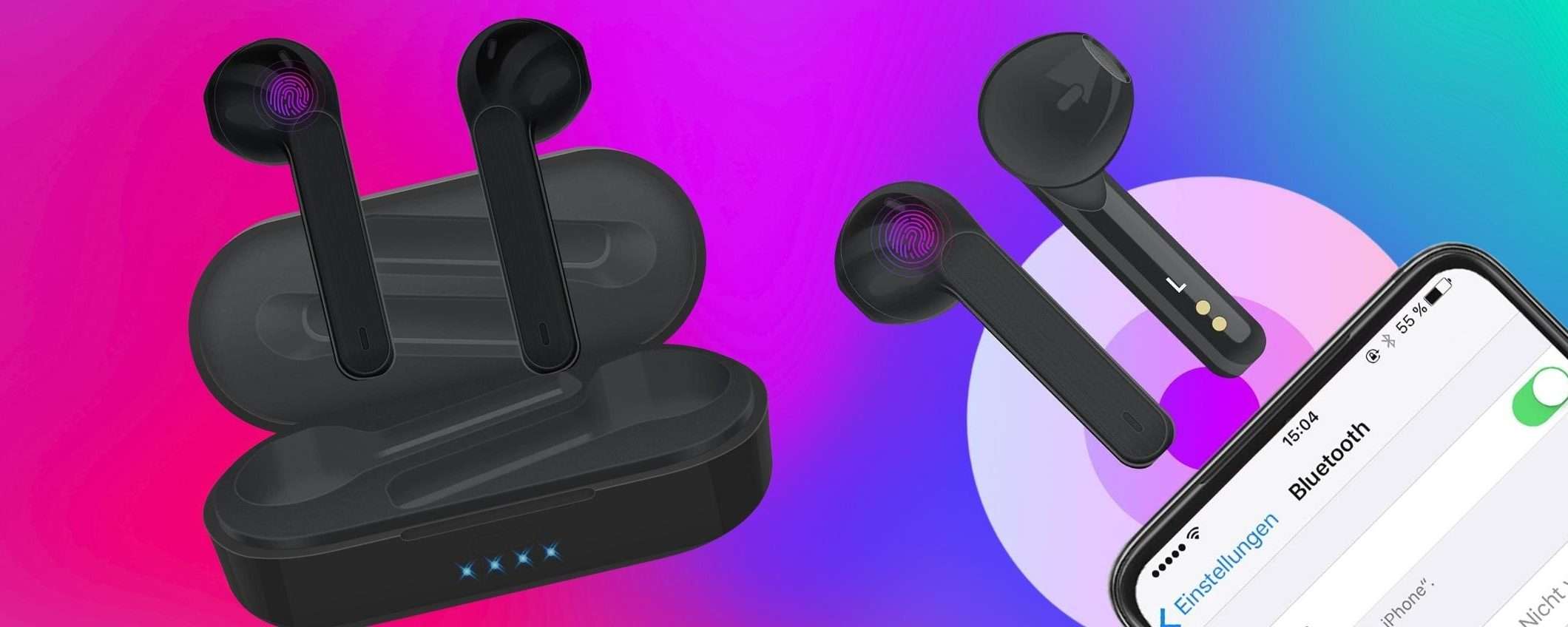 Auricolari Bluetooth che FANTASIA: 19€ ma suonano una bomba