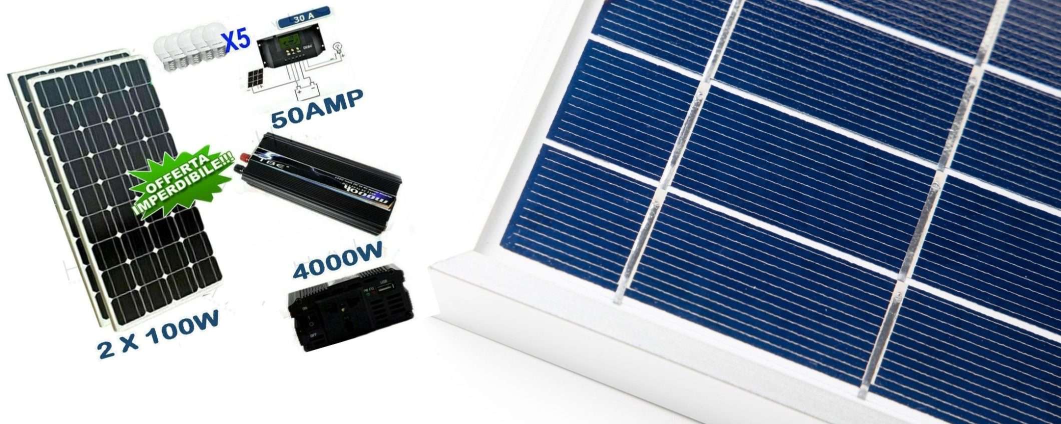 Kit fotovoltaico 2KW giorno con inverter: mini centrale a prezzo WOW