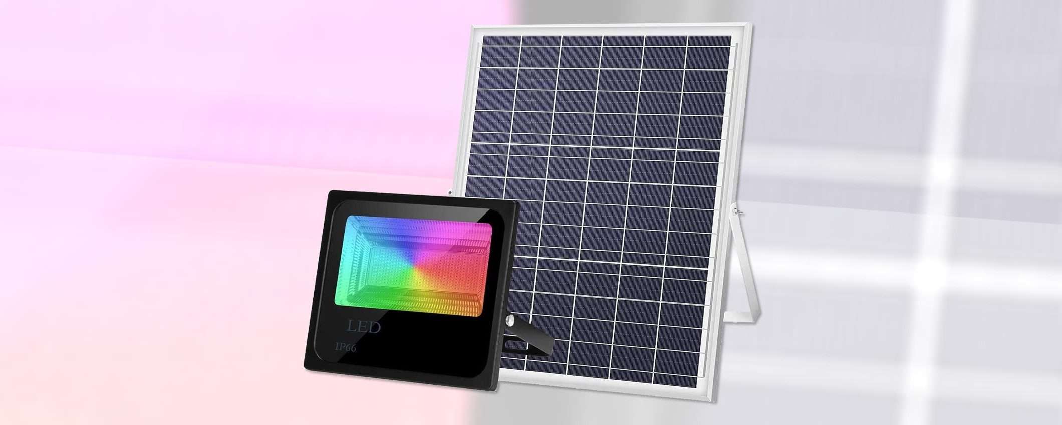 Faro LED con pannello solare: DOPPIO SCONTO Amazon