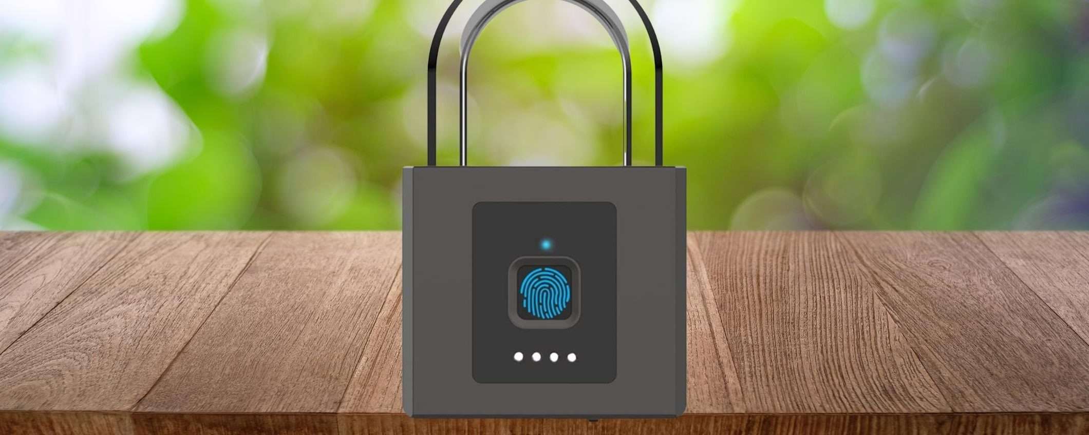 Lucchetto in acciaio: lo sblocchi con un dito, totalmente IMPERMEABILE