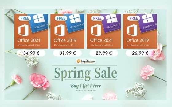 Windows gratis e Office 2021 in sconto su Keysfan, offerte di primavera