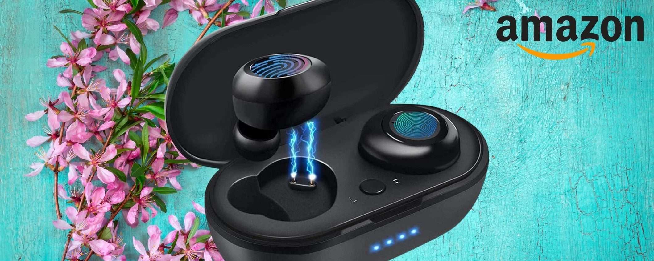 Auricolari Bluetooth: 12€ su Amazon con cancellazione del rumore