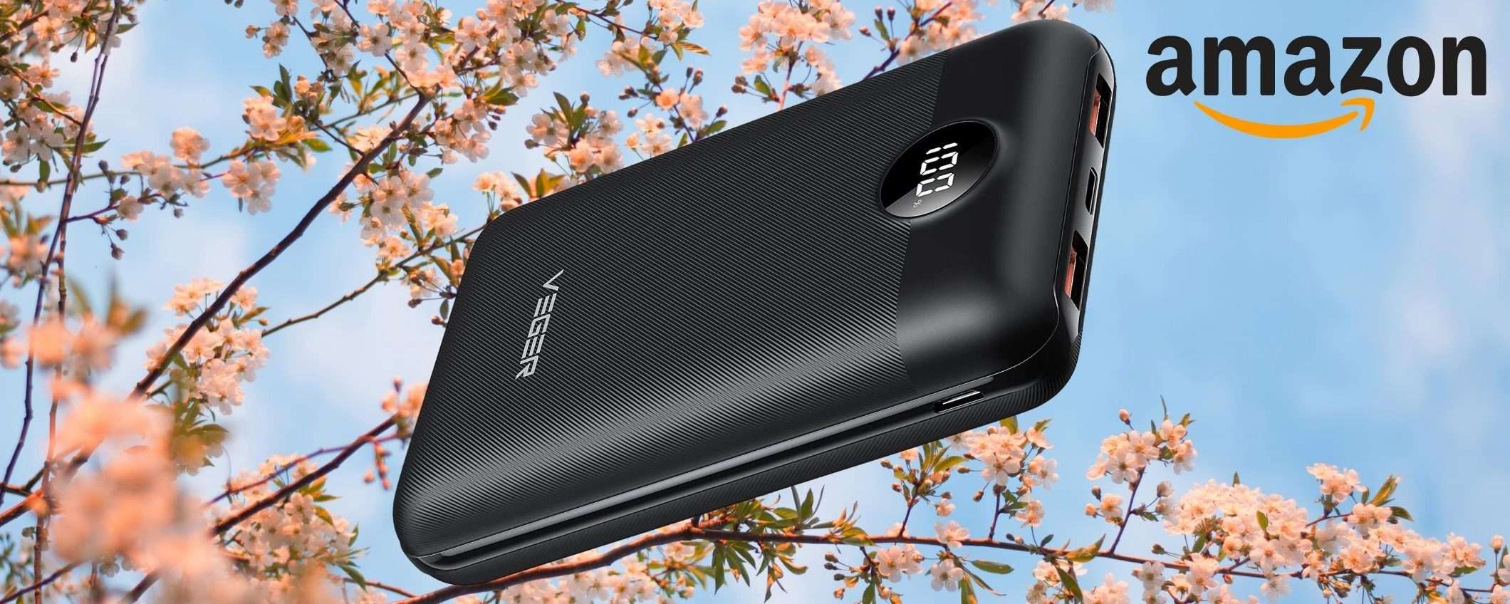 Power bank 20000mAh, ricarica RAPIDA e portabilità MASSIMA (22€)