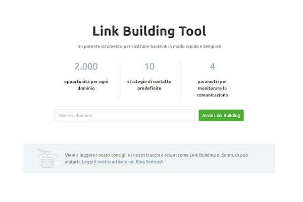 Link Building Tool Semrush