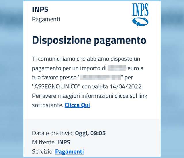 Assegno Unico: arriva il nuovo pagamento da INPS,la notifica su IO