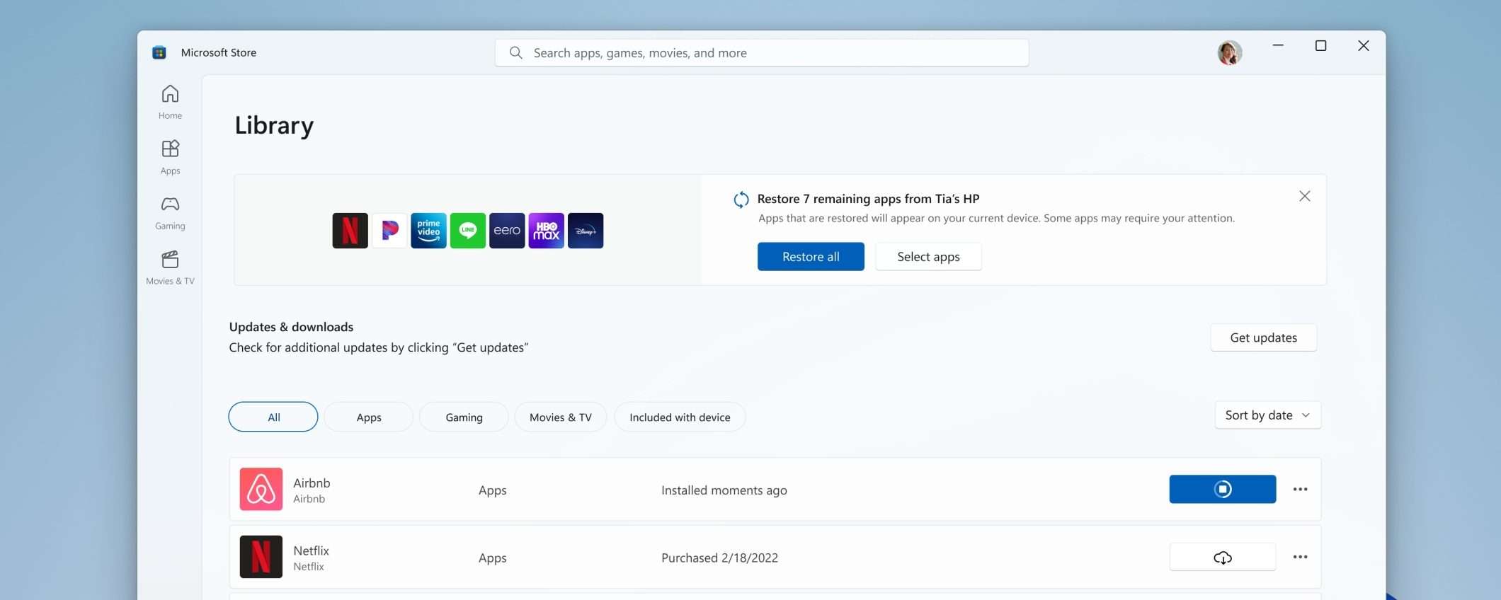 Windows 11 ripristinerà le app sul nuovo PC