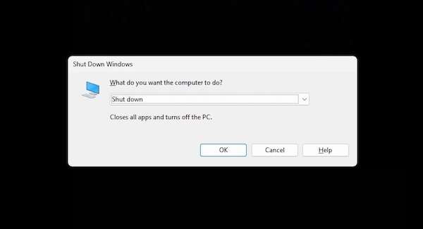 Windows 11 finestra spegnimento