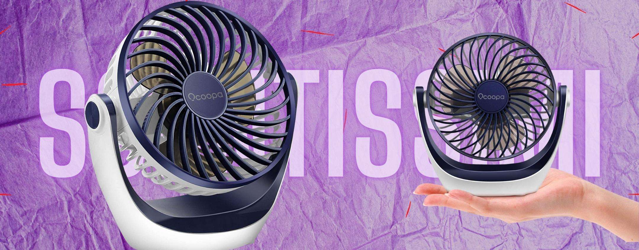 Mini Ventilatore da Scrivania Vintage USB Viola