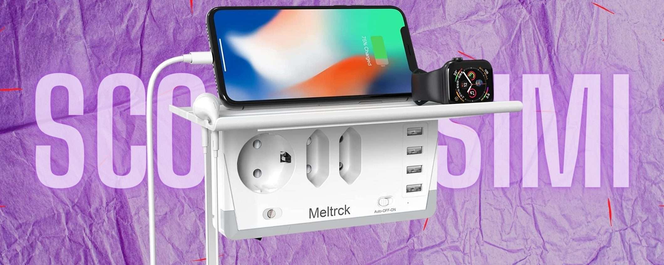 Multipresa 7 in 1, con tanto di mensola e intelligente, GENIALE