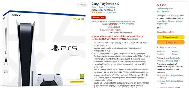 PS5 Standard Edition è su Amazon