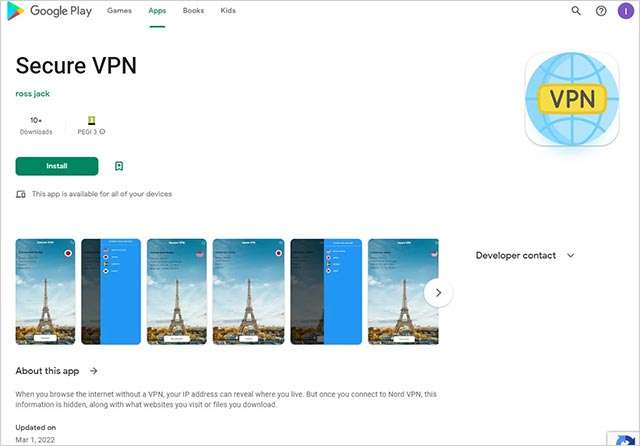 La finta VPN per Android pubblicata su Play Store da SideWinder