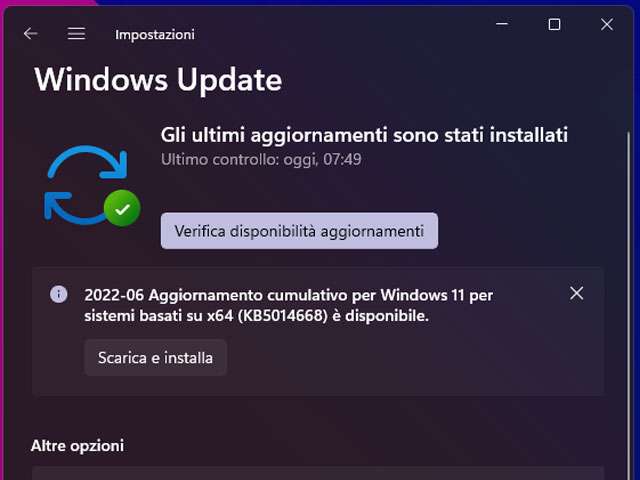 L'aggiornamento KB5014668 per Windows 11