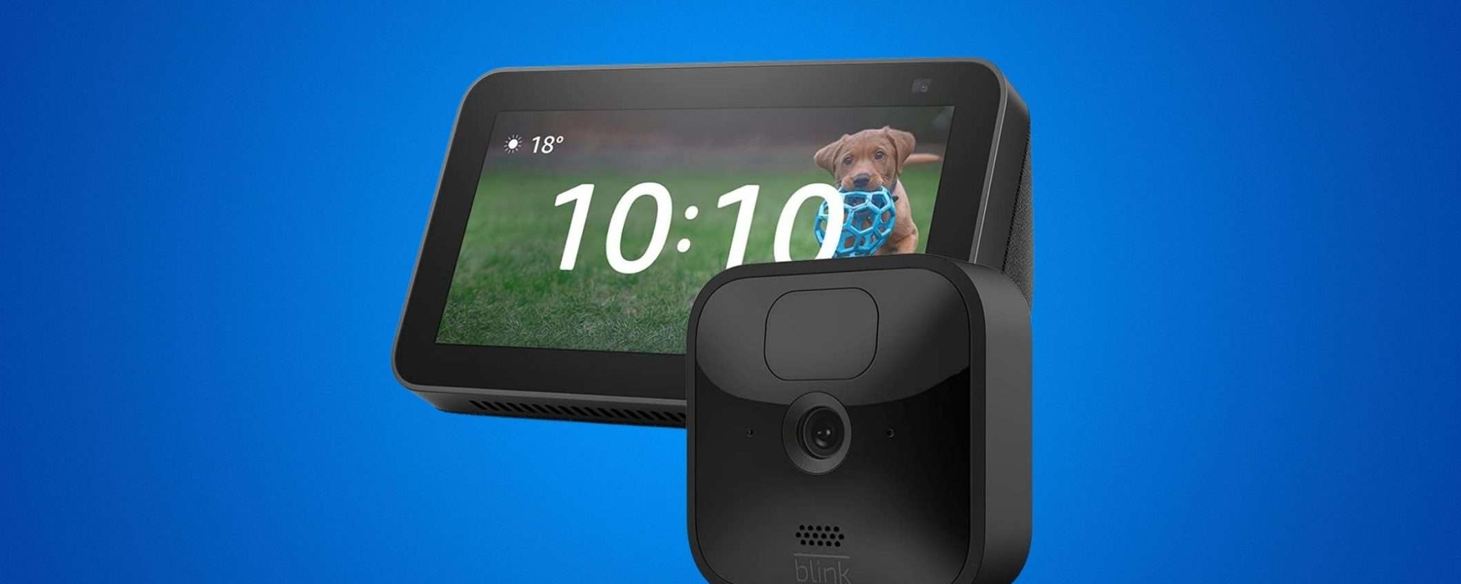 Videocamera esterna Blink con Echo Show 5: bundle in offerta da Amazon