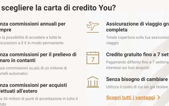 Carta YOU arriva in Italia: senza commissioni annuali e tanti benefici
