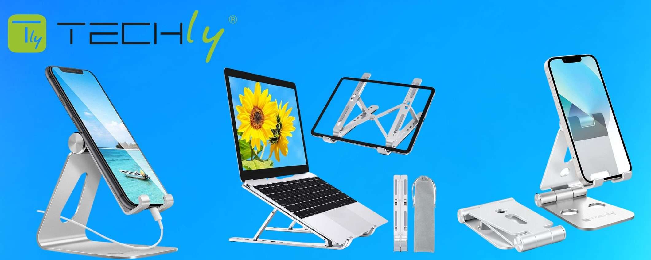 Supporti per PC, smartphone e tablet da scrivania: le proposte di Techly
