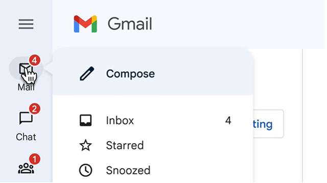 Un dettaglio dalla nuova interfaccia di Gmail