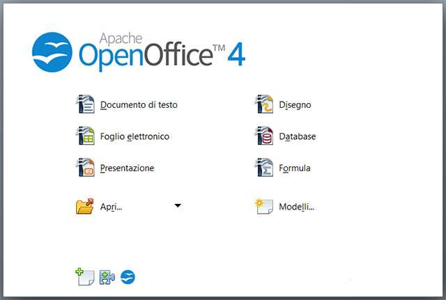 La schermata principale di OpenOffice