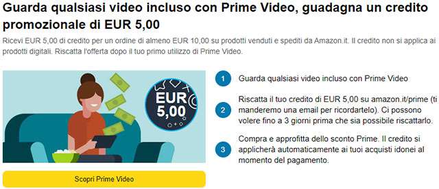 Amazon ti regala un buono da 5 euro se guardi Prime Video