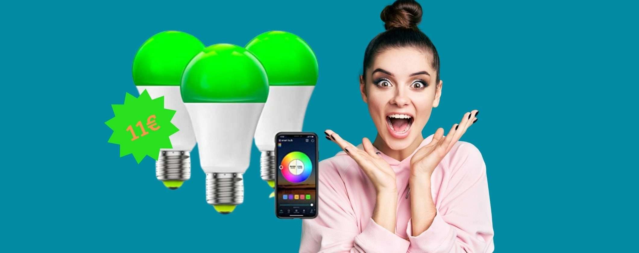 3 lampadine smart WiFi a soli 11€ con coupon Amazon e codice segreto