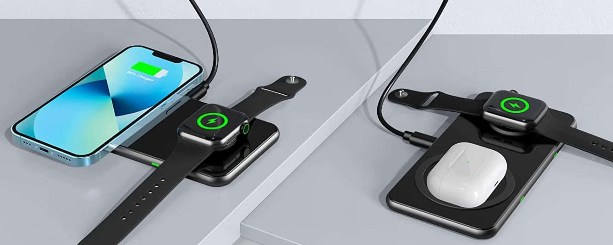 Caricatore wireless 2 in 1: solo 21€ con il doppio sconto Amazon