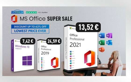 Super saldi Godeal24: Windows a 6,14€ e Office da 13,52€!