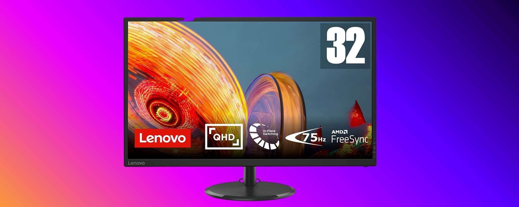 Questo monitor Lenovo da 32 pollici QHD lo paghi meno di 200 euro
