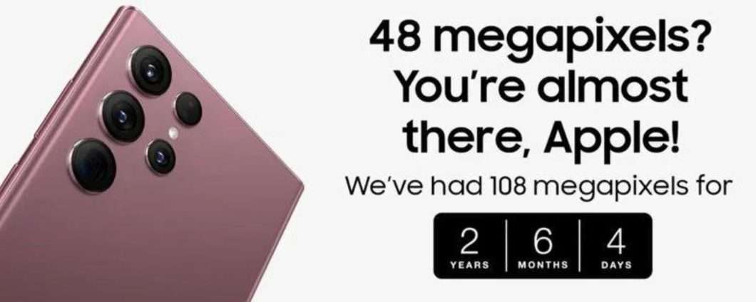 Samsung prende in giro Apple: solo 48 megapixel su iPhone 14?