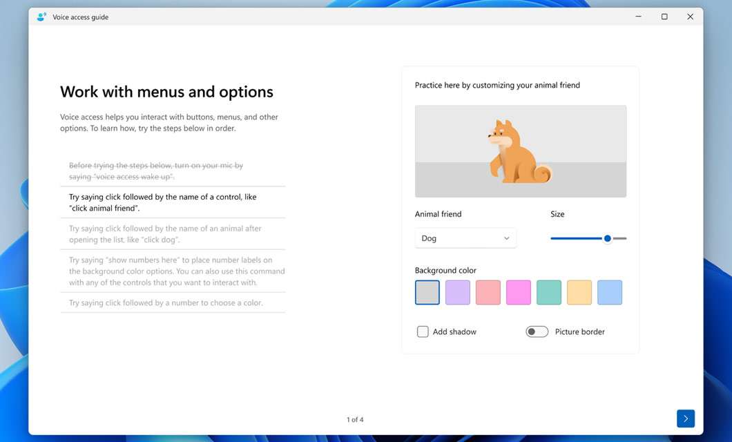Windows 11 2022 Update, Voice Access Interactive Guide