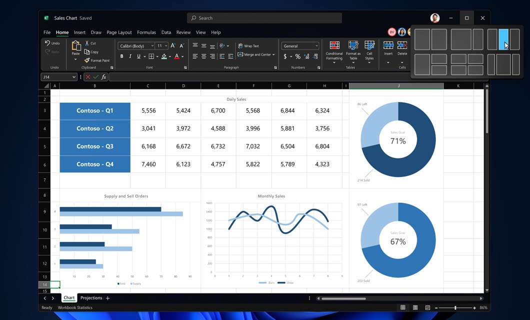 Windows 11 2022 Update, layout Snap
